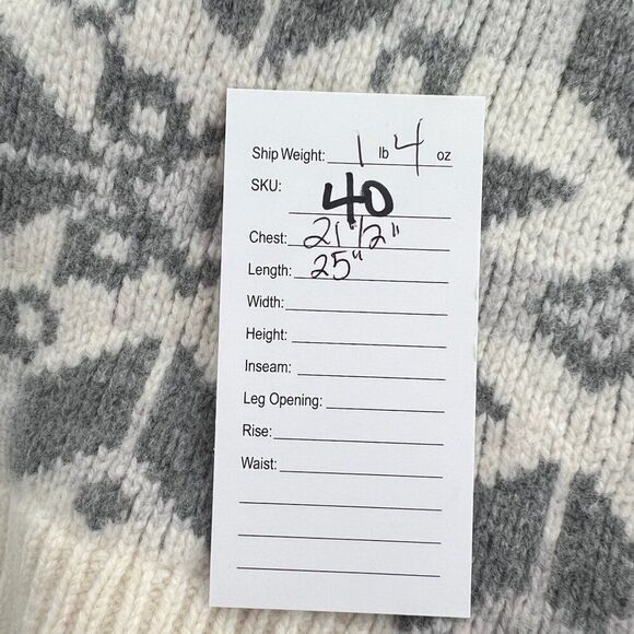 Lauren Ralph Lauren Wool Blend Snowflake Fair Isle Open Front Cardigan Size L - Picture 8 of 8